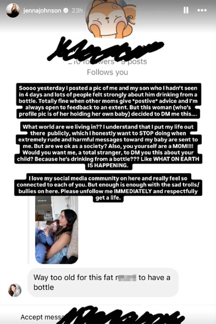  A idiosyncratic   shares disapproval  they received for holding their babe  with a bottle, reflecting connected  societal  media negativity and ma  shaming