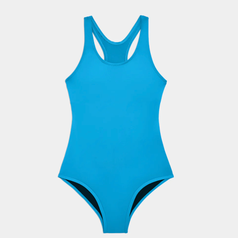 One-piece swimsuit with racerback style, designed for active wear