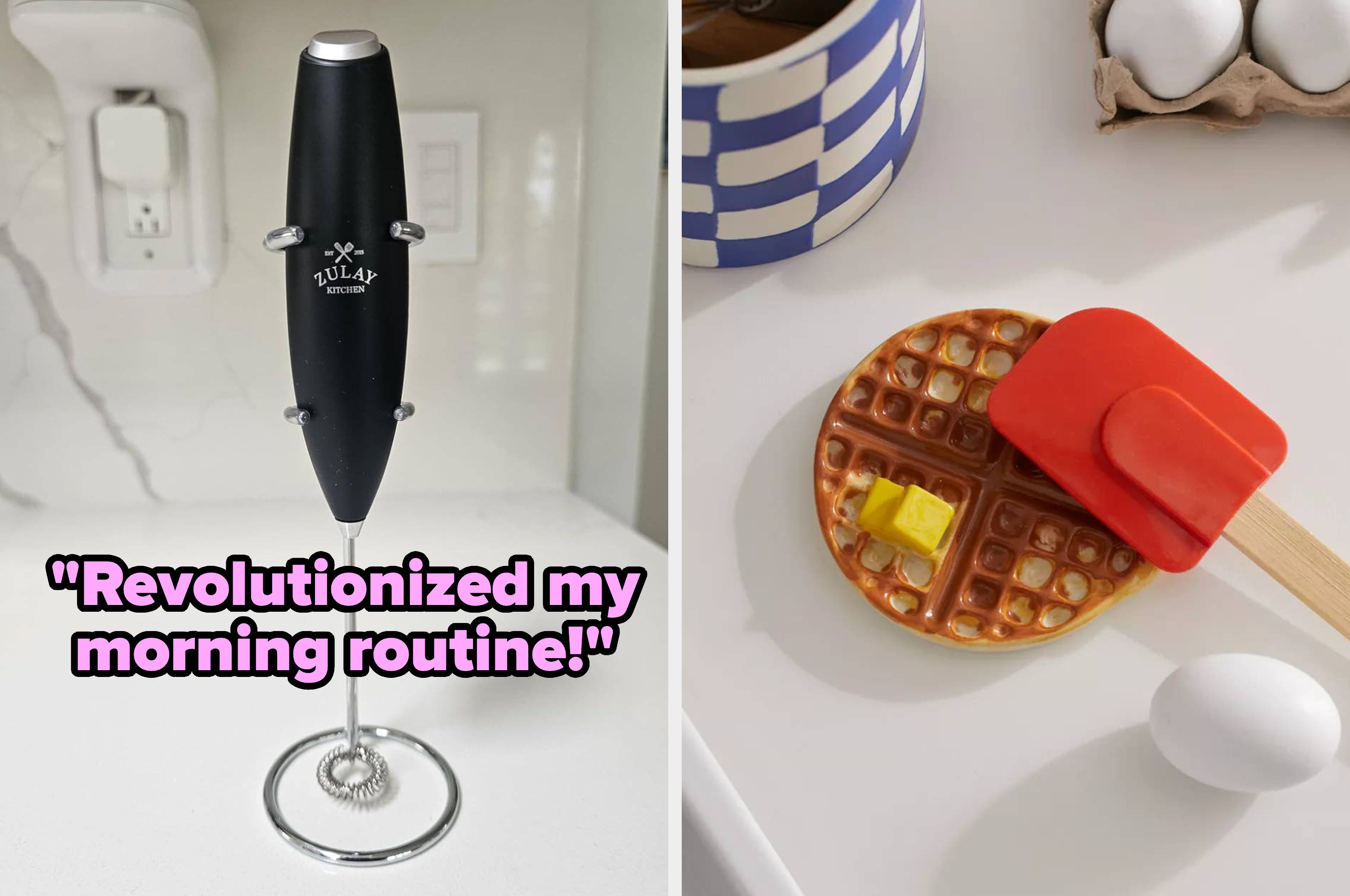 a frother and waffle spoon rest