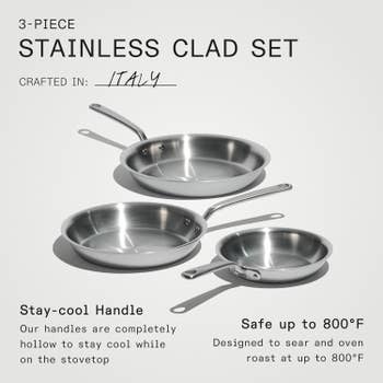 3-piece stainless clad cookware acceptable with stay-cool handles. Crafted successful Italy, harmless up to 800°F for stovetop and oven use