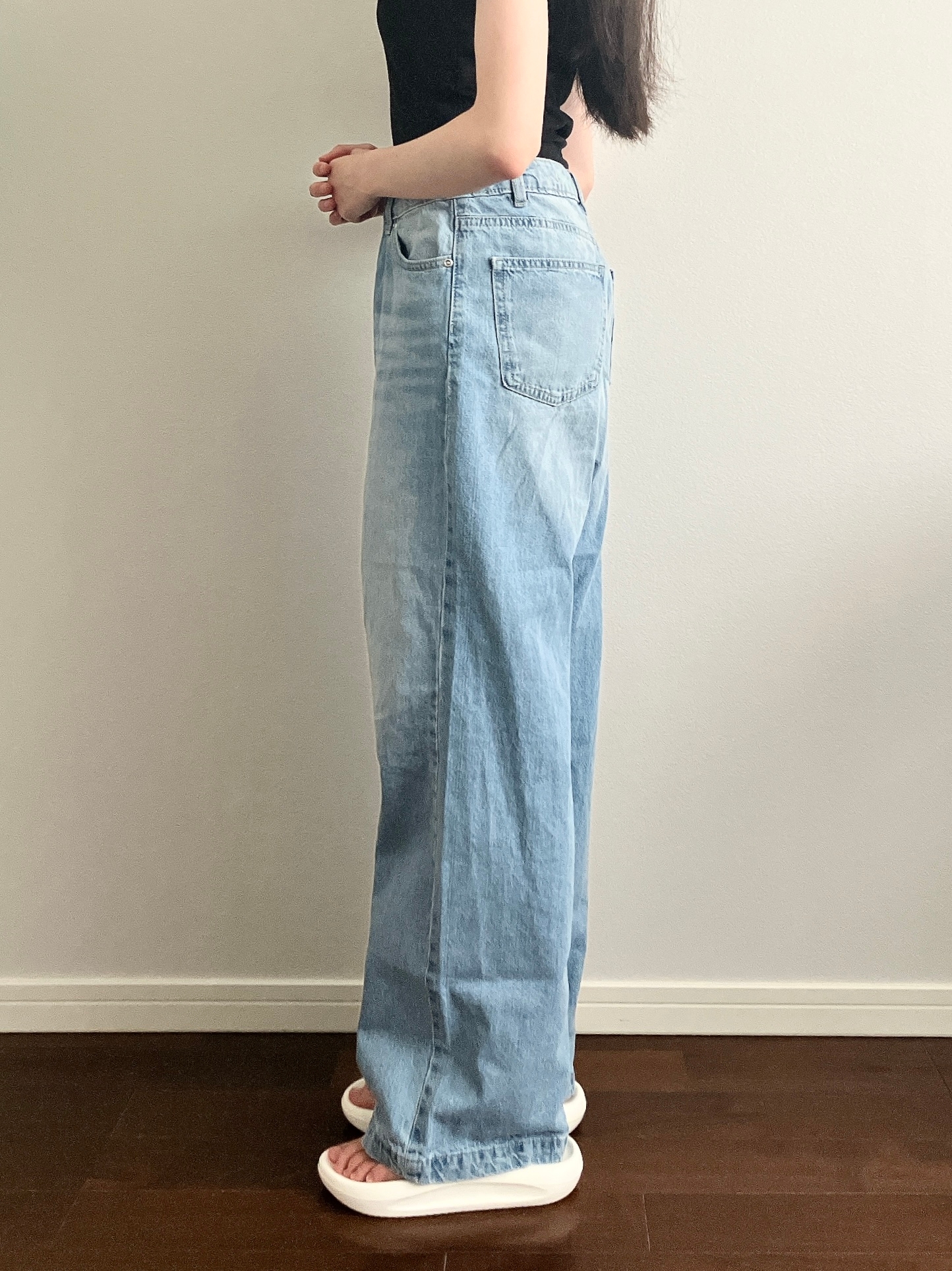 Honeys(ハニーズ)の「デニムワイドパンツ(股下73cm)」