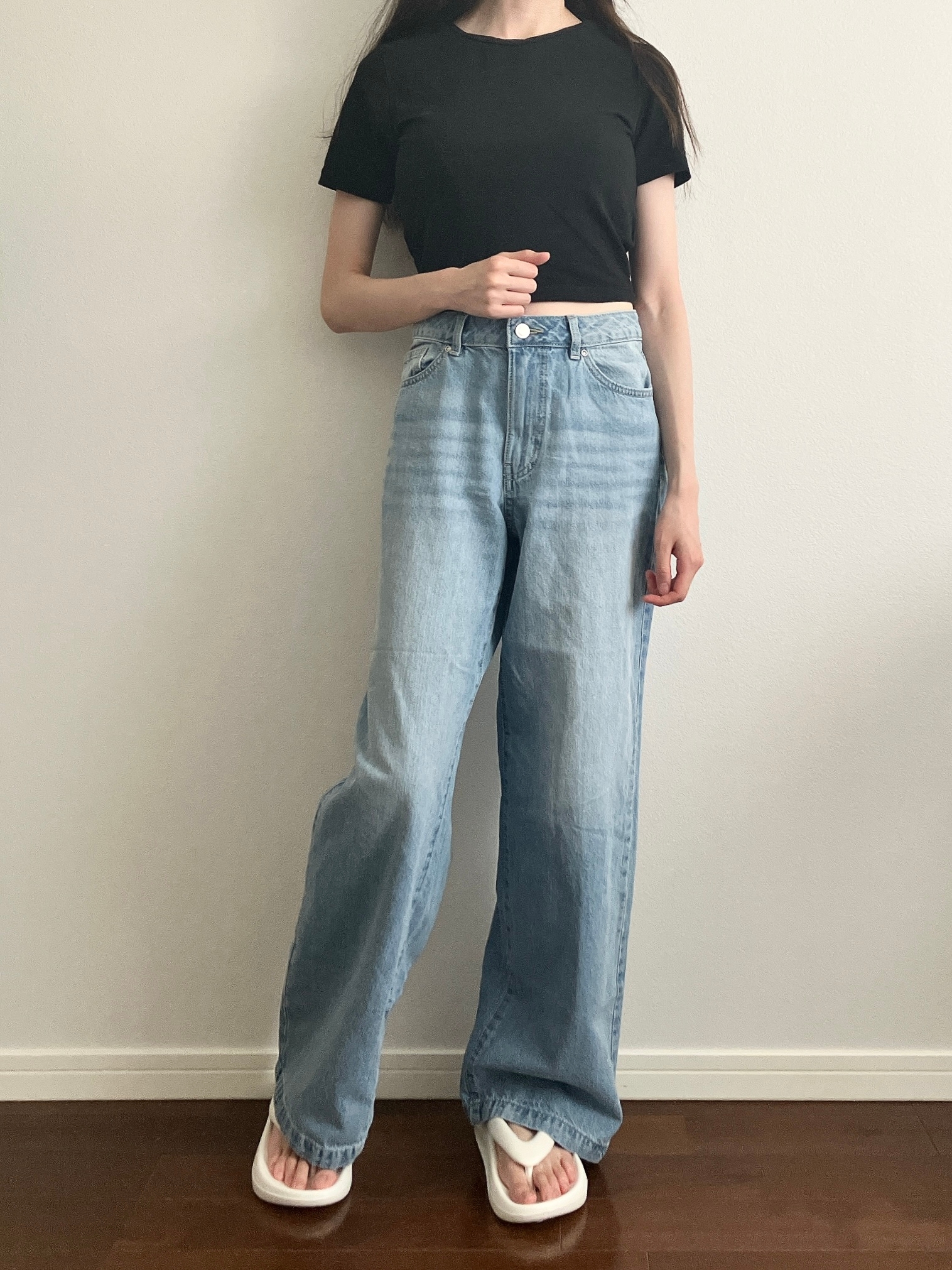 Honeys(ハニーズ)の「デニムワイドパンツ(股下73cm)」