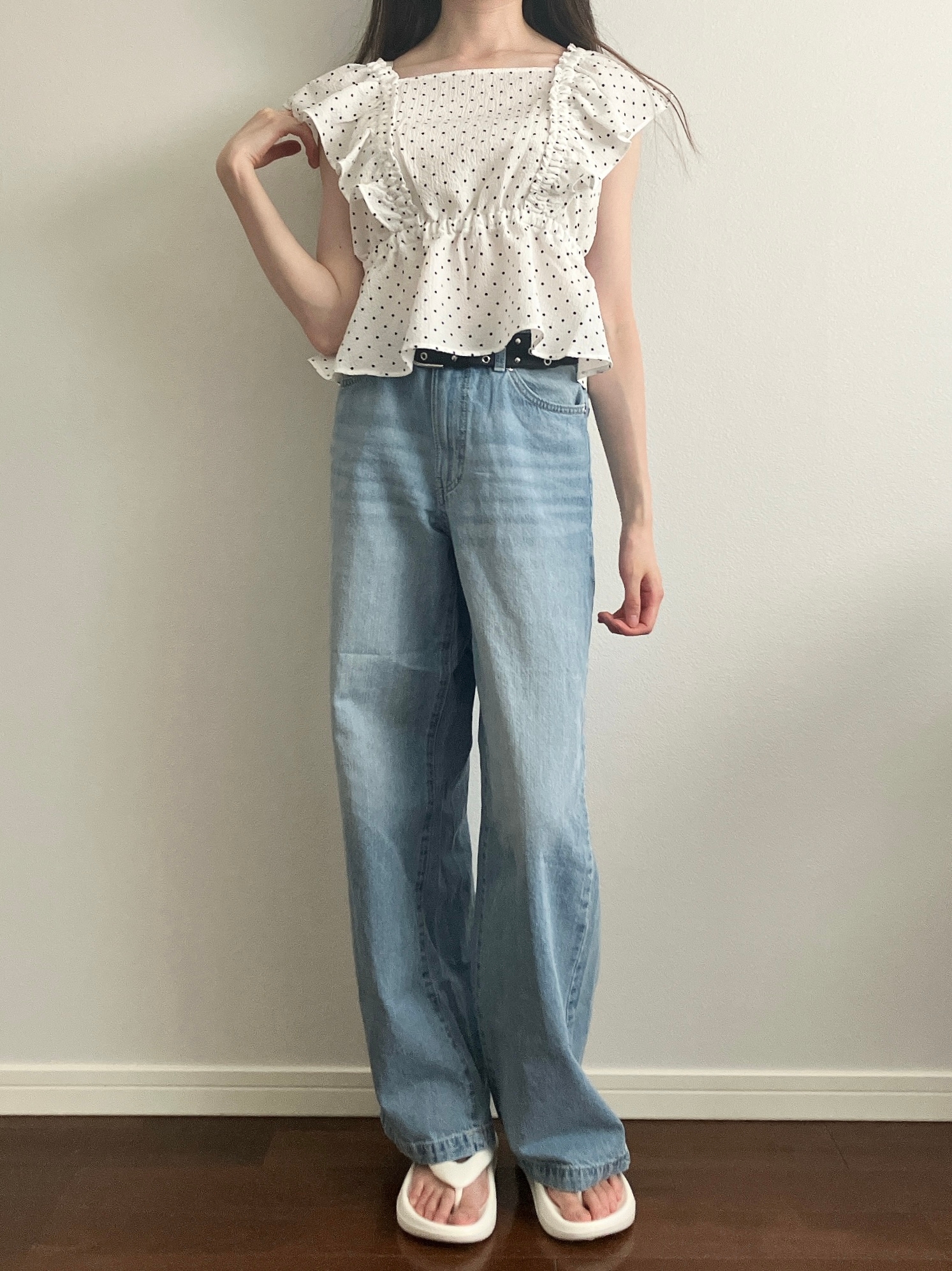 Honeys(ハニーズ)の「デニムワイドパンツ(股下73cm)」