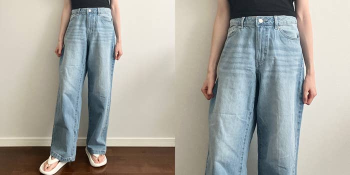 Honeys(ハニーズ)の「デニムワイドパンツ(股下73cm)」