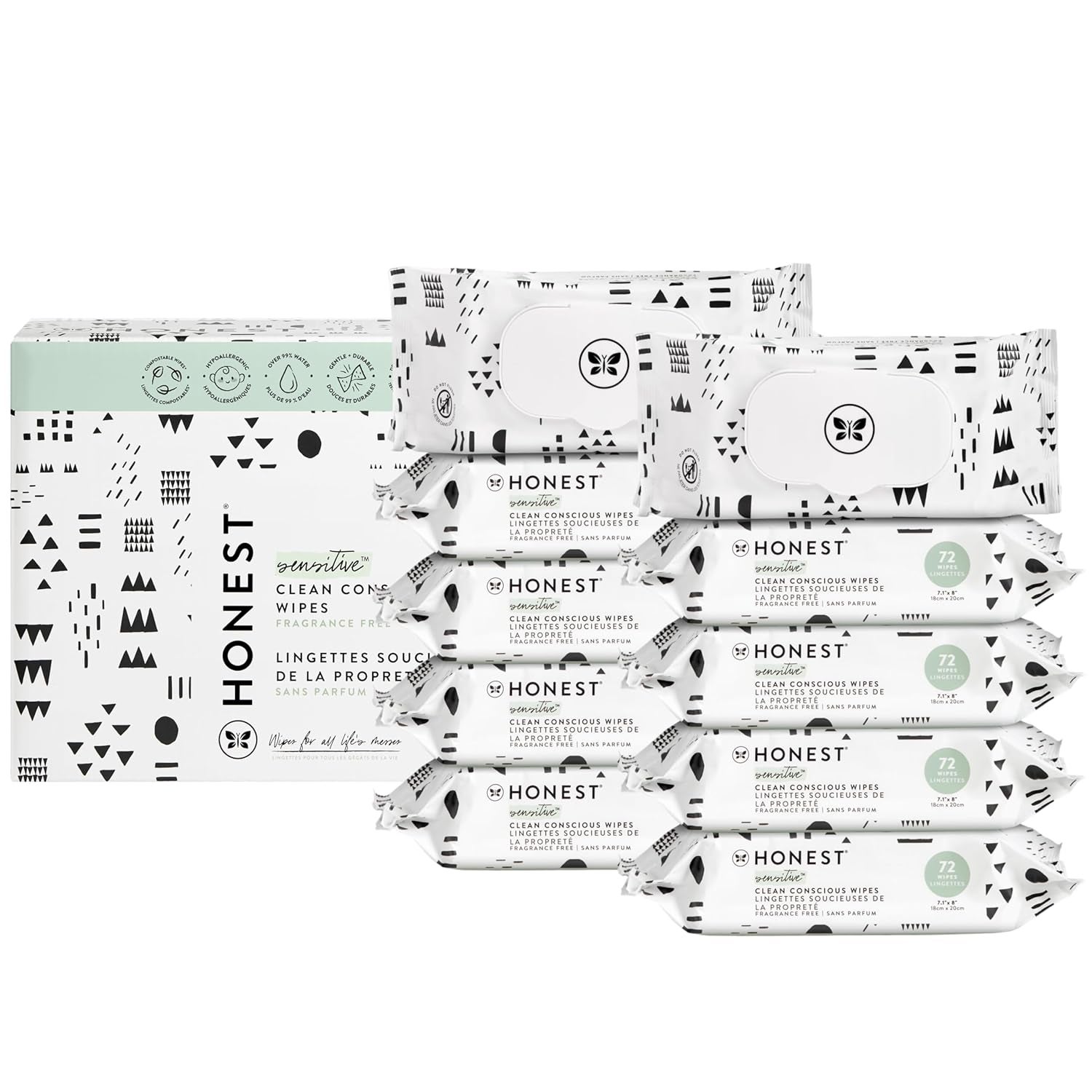 Honest institution  babe  wipes multipack, delicate  and fragrance-free, arranged successful  beforehand   of the packaging box