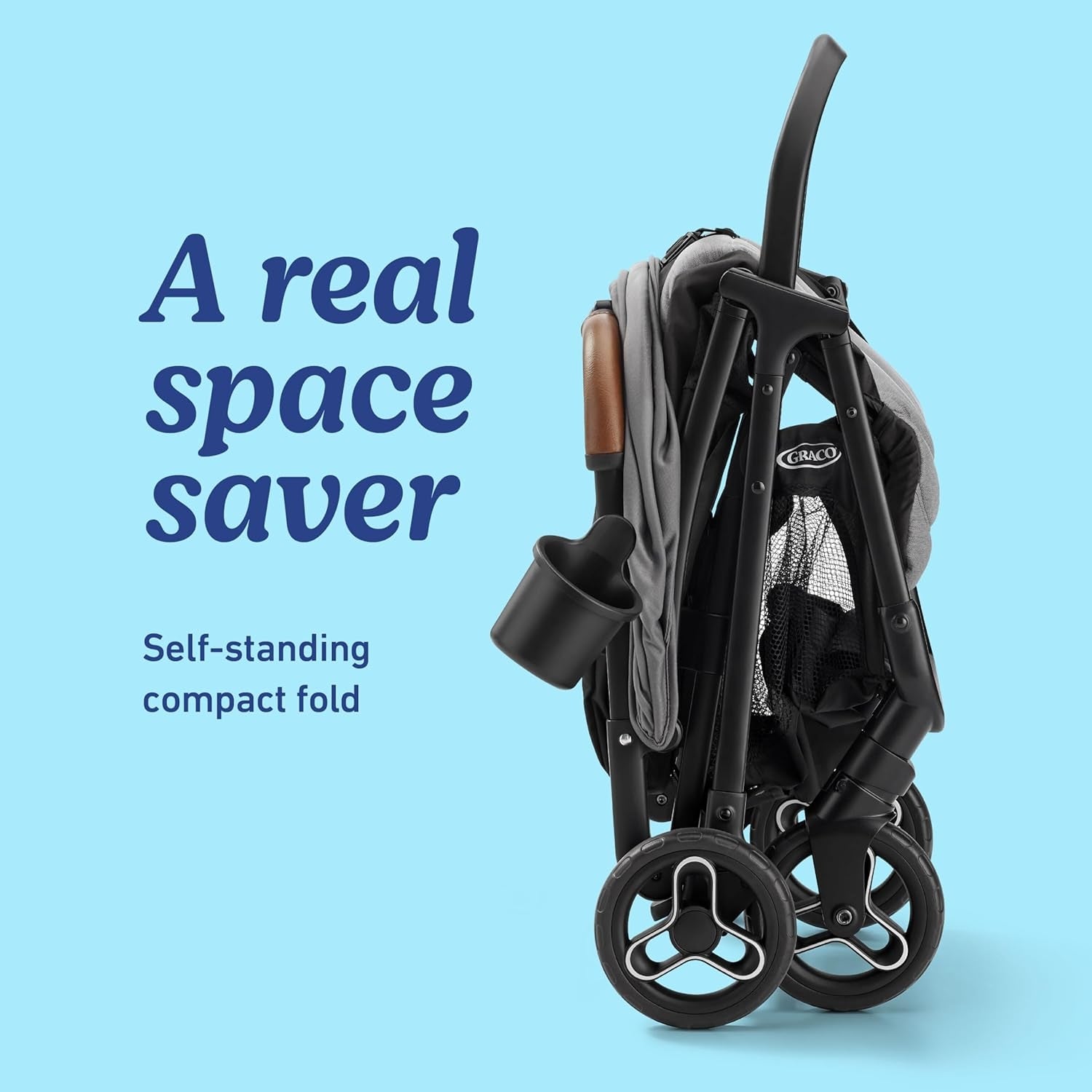 Folded stroller with a cupful  holder, advertised arsenic  
