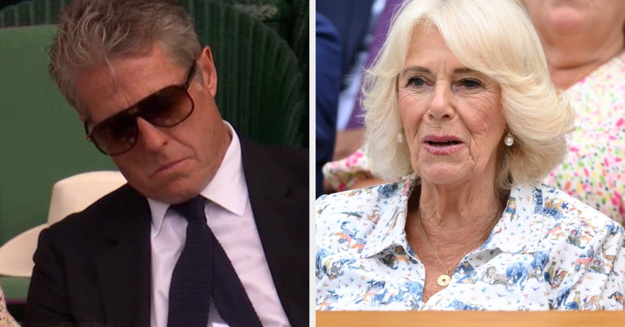 Hugh Grant Caught Sleeping At Wimbledon