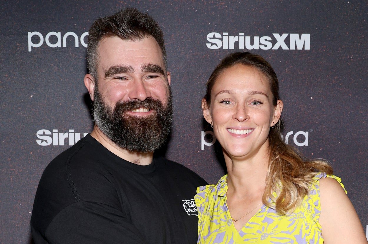 Jason Kelce and Kylie Kelce at an event