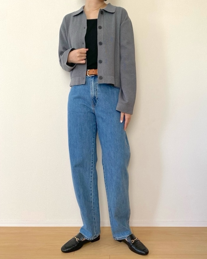 GUの「ミラノリブポロカーディガン」