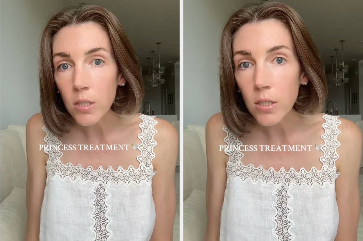 Person with medium-length hair in a lace-trim sundress, text overlay reads "Princess Treatment." The article is about romance and relationship dynamics