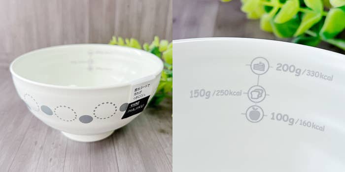 CAINZ(カインズ)の「ご飯の量がはかれる飯椀(中)HAJIKU グレー」