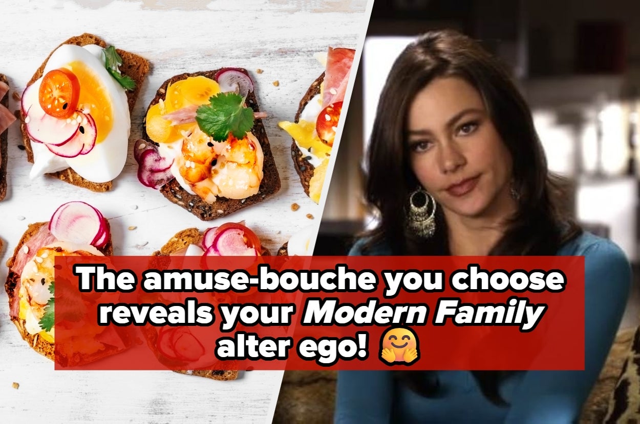 Quiz image with text: "The amuse-bouche you choose reveals your Modern Family alter ego!"