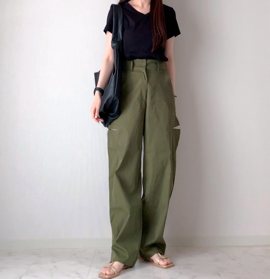 GU「コットンスムースVネックT+EC」