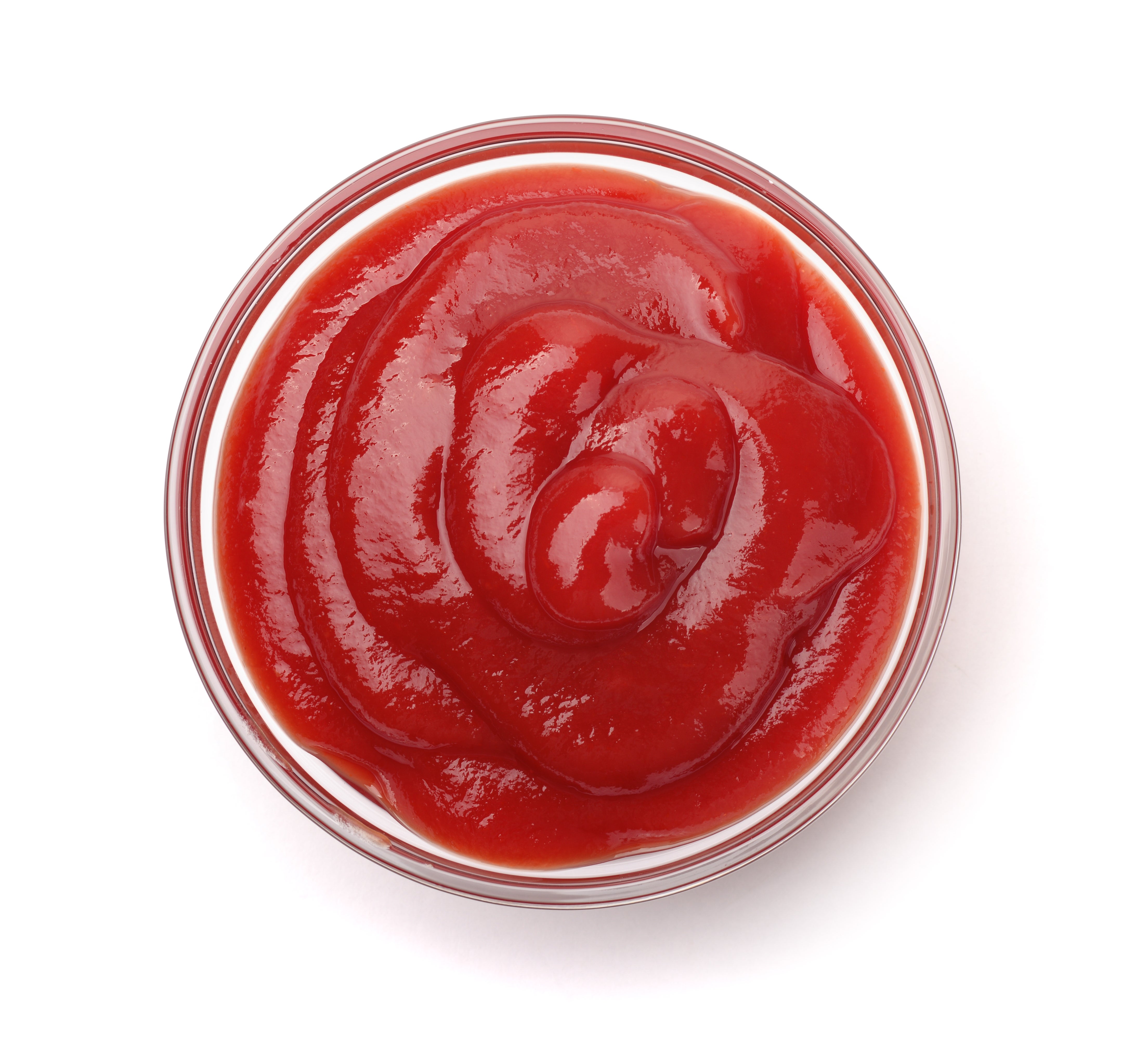 Mangkuk berisi saus tomat kental dan halus
