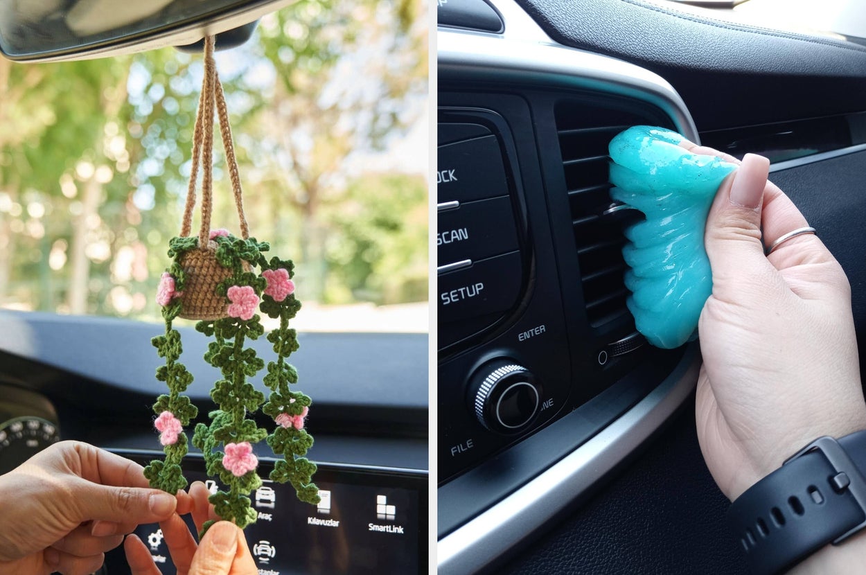 Crochet plant hanger / gel for cleaning car vents