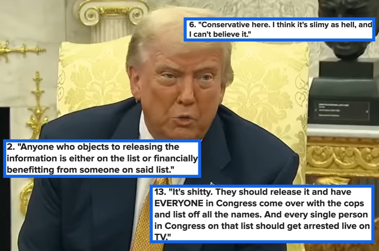 A person is sitting in a formal setting. Three highlighted quotes surround the person, discussing release of information and expressing strong opinions