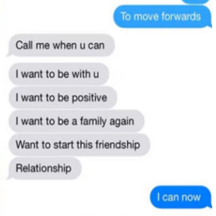 Text conversation discussing spending time together and wanting to build a positive family relationship