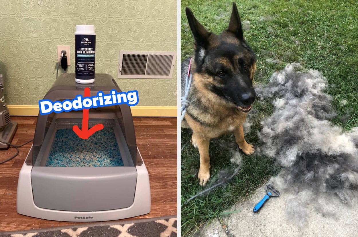 Image shows two bundles of fibers labeled "After Vacuuming" and "After Washing" on a white surface, highlighting the difference in cleanliness