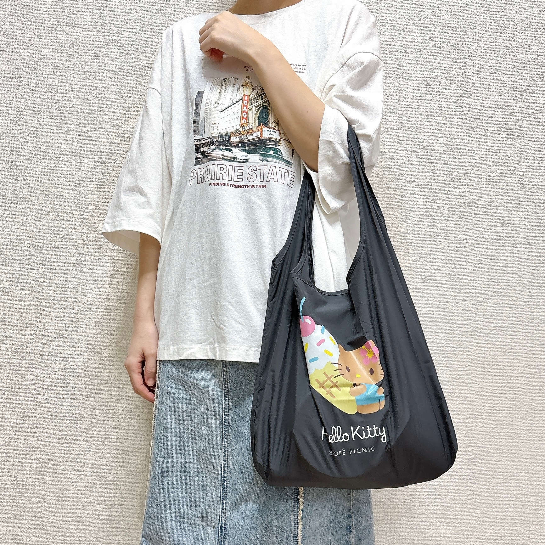 ROPÉ PICNIC(ロペピクニック)「【ROPE' PICNIC×ハローキティコラボ】日焼けハローキティパッカブルポケット付エコバッグ」
