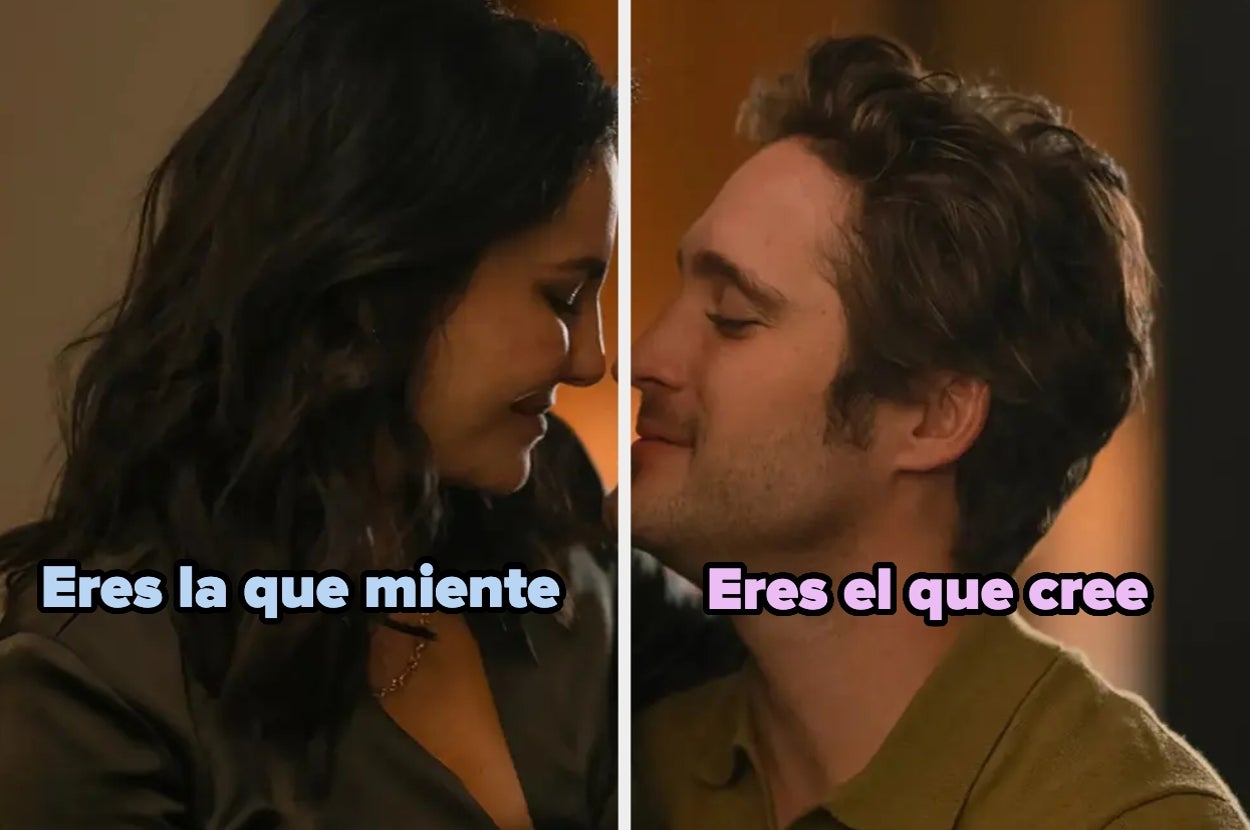 Dos personas mirándose con texto sobre ellas: "Eres la que miente" y "Eres el que cree"