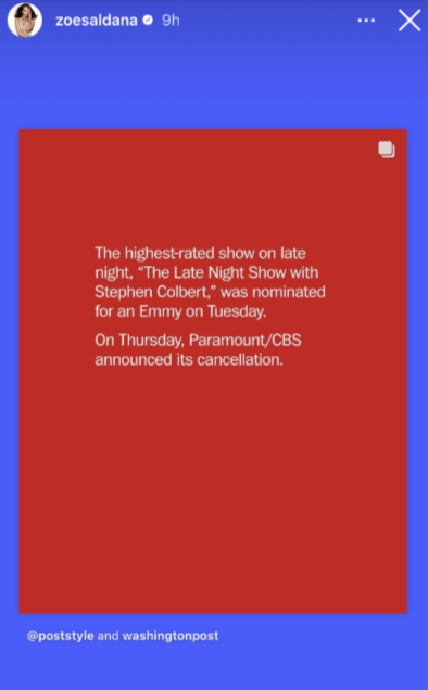 Summary of text: &quot;The Late Night Show with Stephen Colbert&quot; was canceled after an Emmy nomination