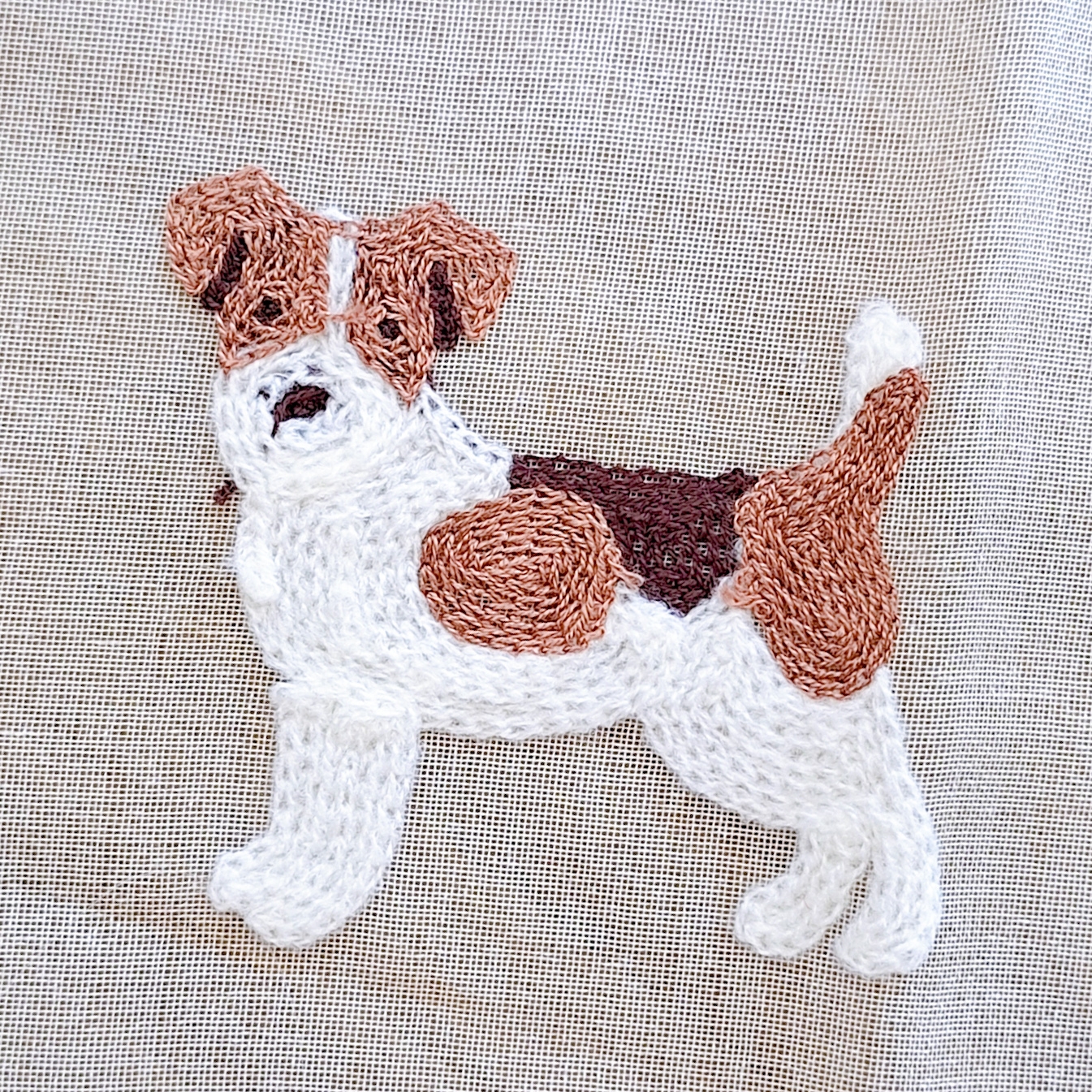 3COINS「刺繍カフェカーテン犬柄:45×105cm」