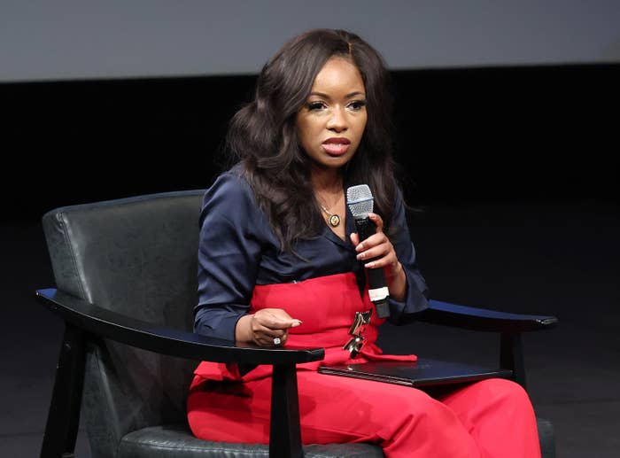 Congresswoman Jasmine Crockett speaks onstage at Storytellers