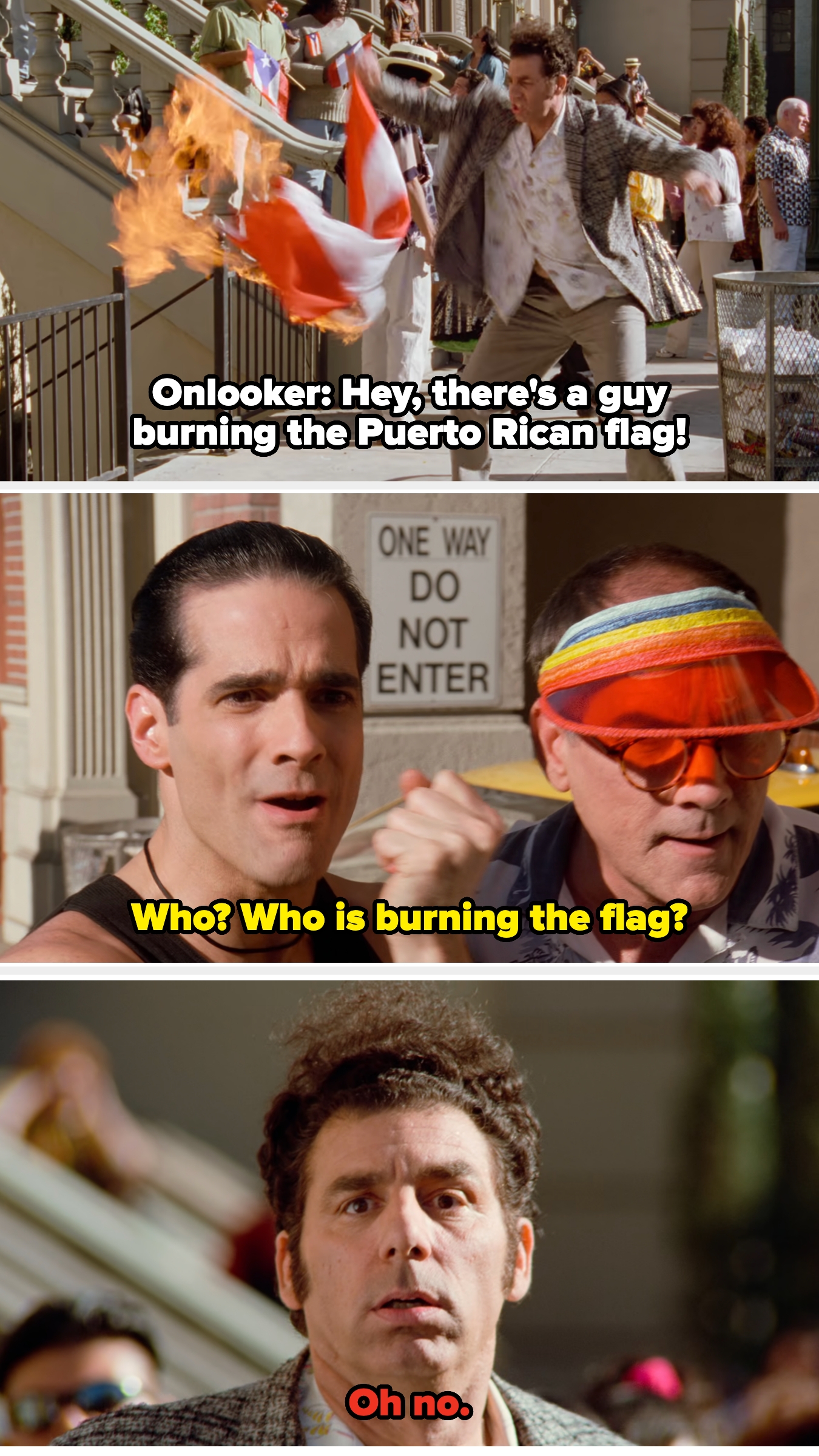 Onlookers call out Kramer for burning a Puerto Rican flag
