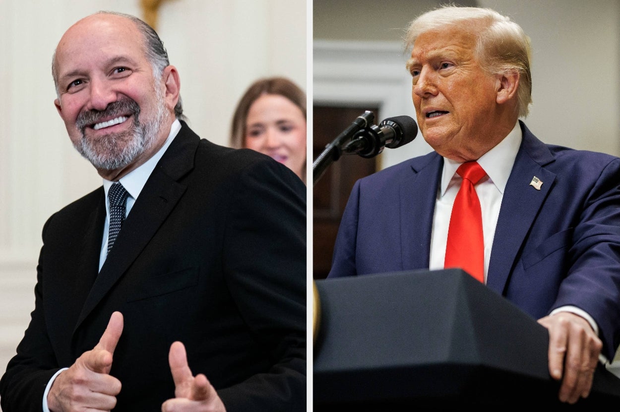 Two men in formal suits at separate events; one is smiling and gesturing, the other is speaking at a podium