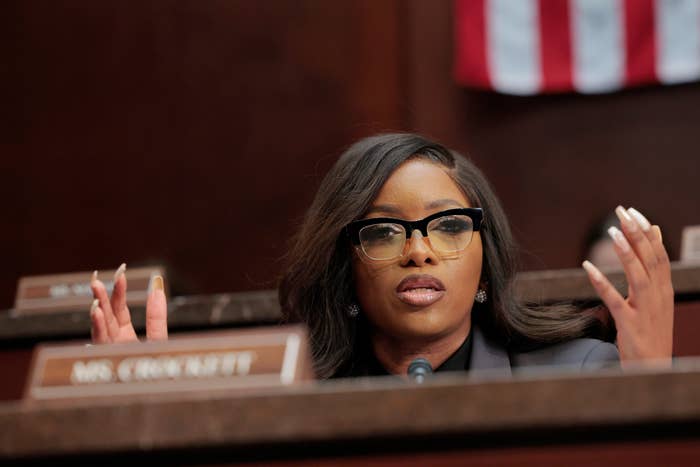 Rep. Jasmine Crockett (D-TX) speaks during a hearing with the Subcommittee on Delivering On Government Efficiency in the U.S. Capitol