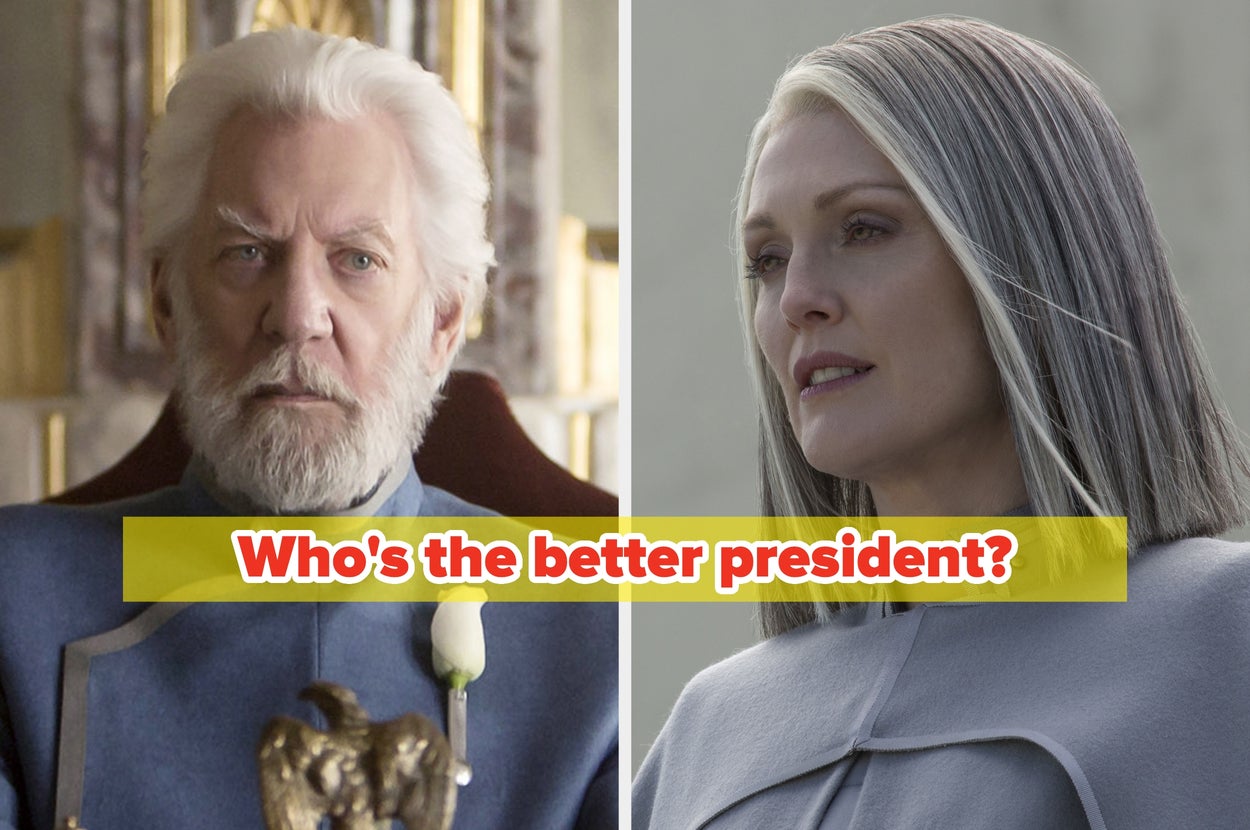 Two characters in futuristic attire beside the question, "Who's the better president?"