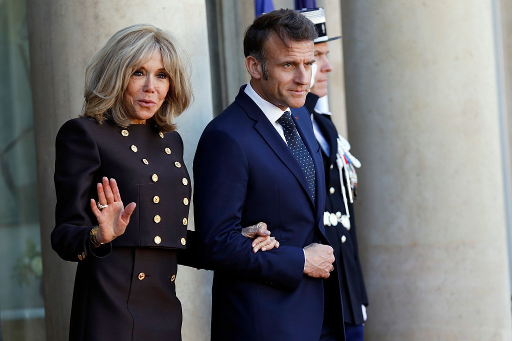 Brigitte Macron and President of France Emmanuel Macron welcome King Frederik X of Denmark and Queen Mary of Denmark