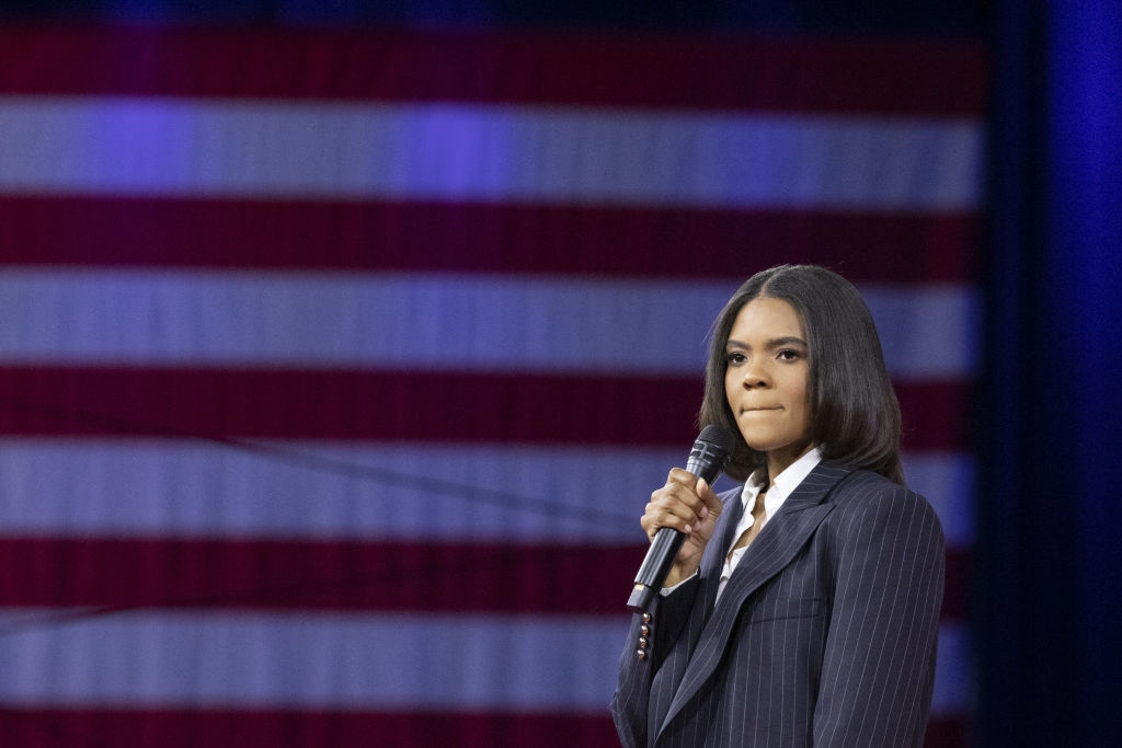 Candace Owens pauses while speaking during the Conservative Political Action Conference