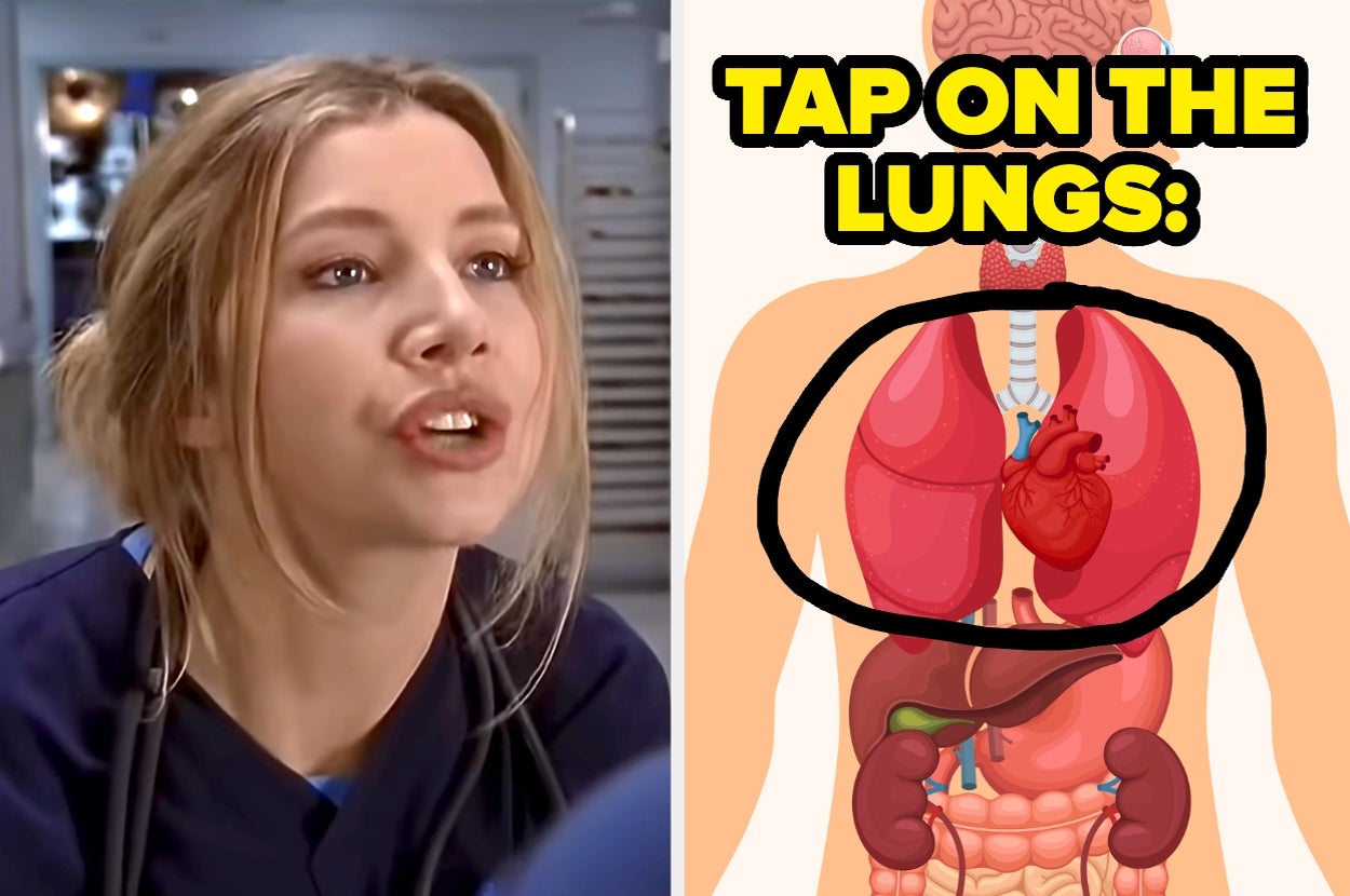 A person in scrubs on the left and a labeled lung and heart diagram on the right emphasize respiratory health