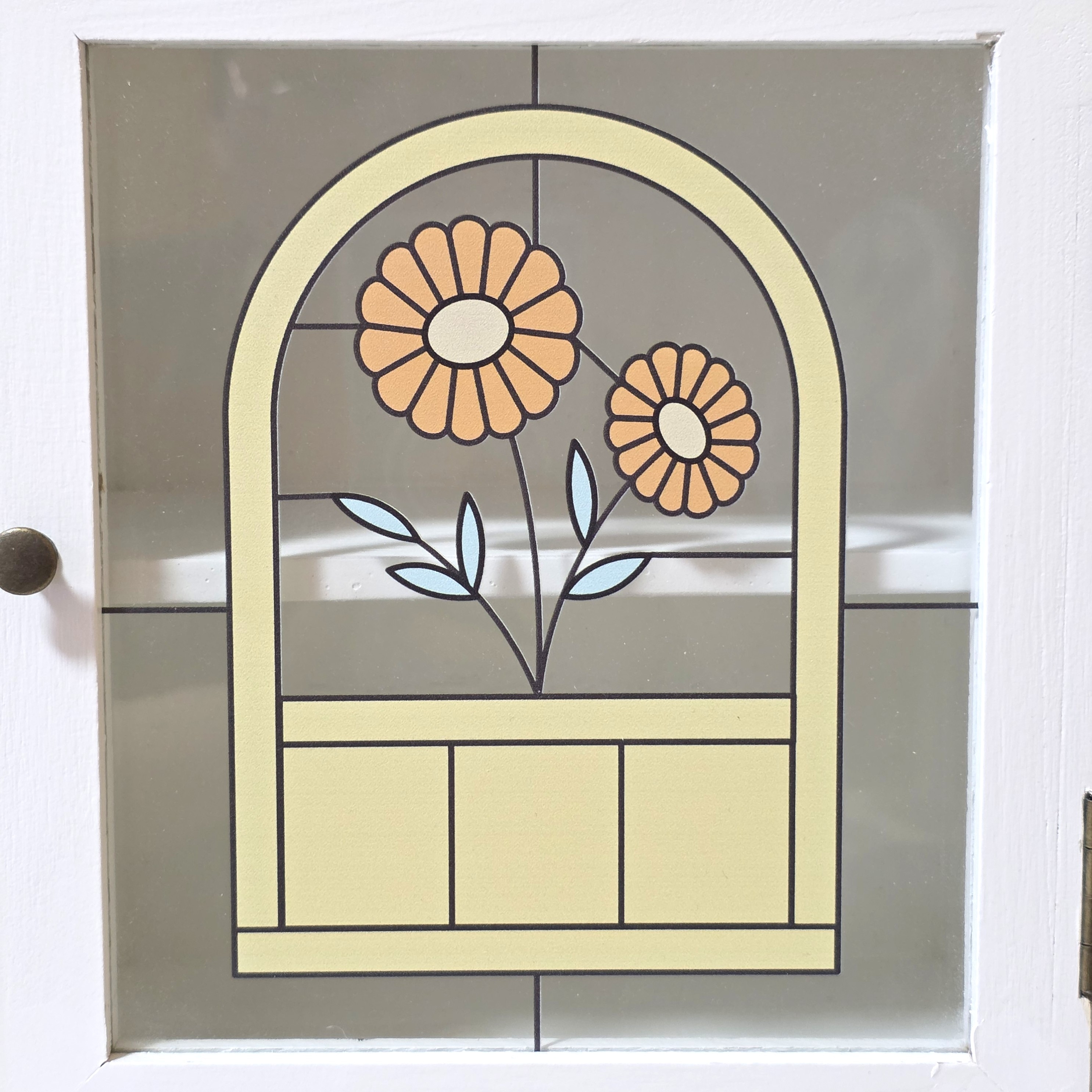 salut!(サリュ)「アート引き出し付きキャビネット/Flower Art Glass」