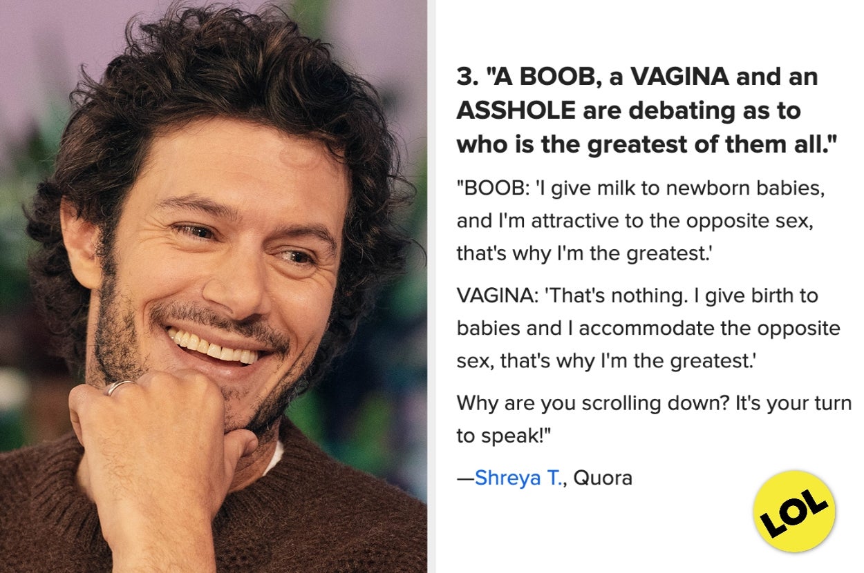 Man smiling beside text with a humorous debate quote involving body parts from a Quora user