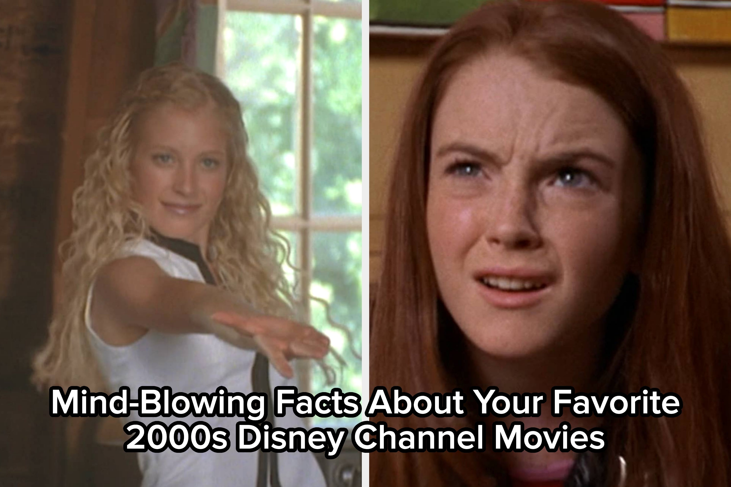 Two young women making expressive gestures in scenes from a movie. One looks confused, the other extends an arm confidently