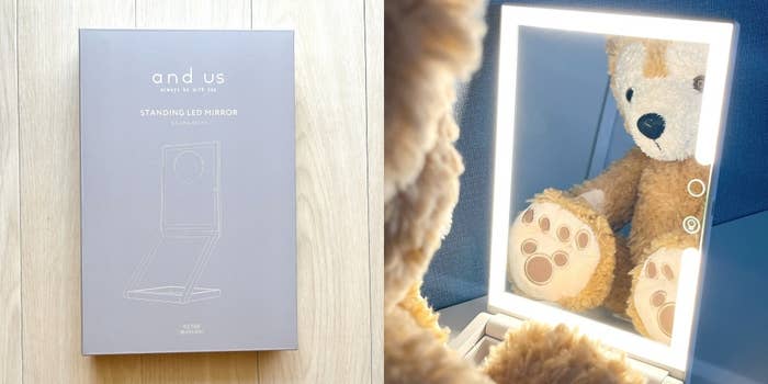3COINSの「立ち上がるLEDミラー/and us」