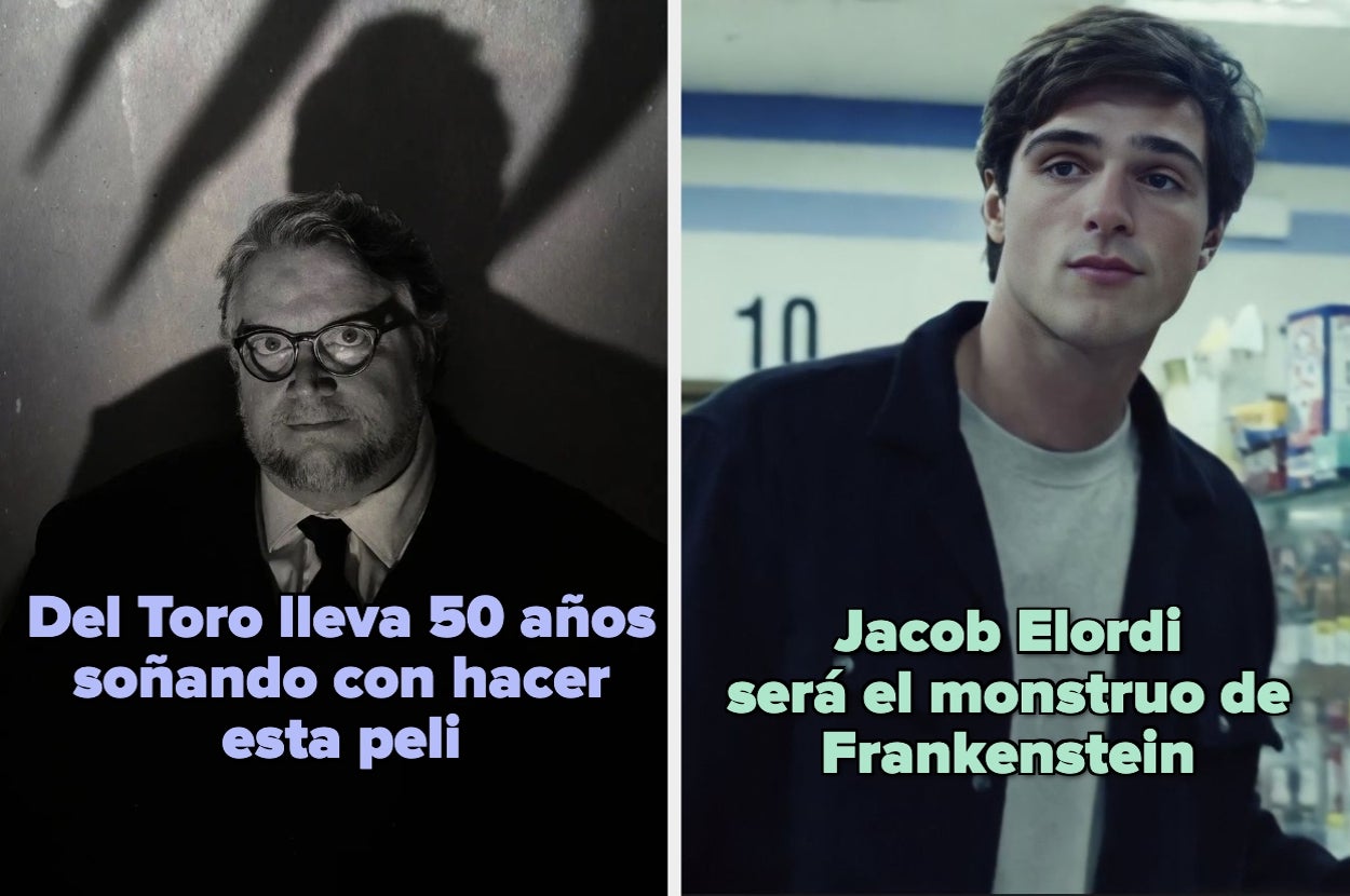 La imagen menciona que Del Toro ha soñado 50 años con hacer esta película y que Jacob Elordi será el monstruo de Frankenstein