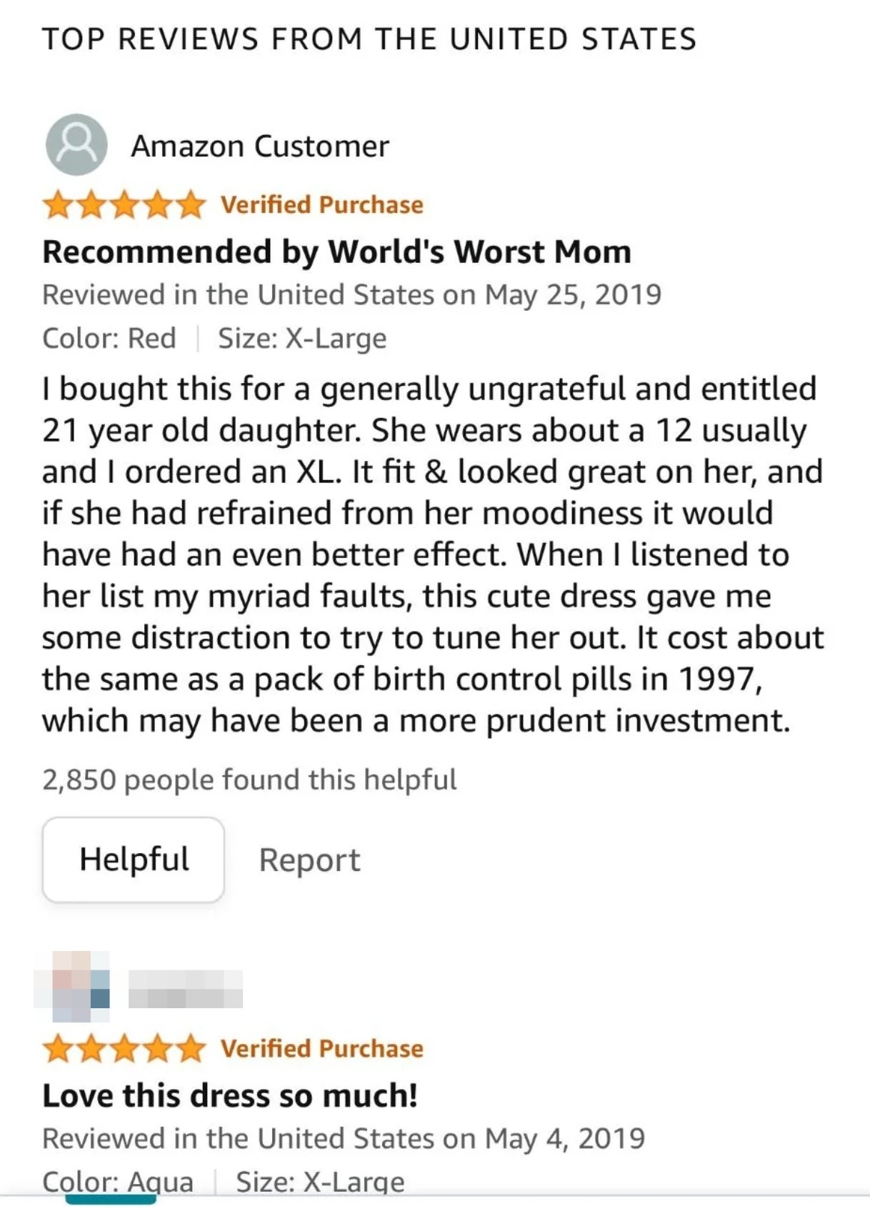 Facebook post showing an Amazon review mentioning a hilariously large coat bought for a daughter, comparing to 1997 cabs, noting its fit and warmth