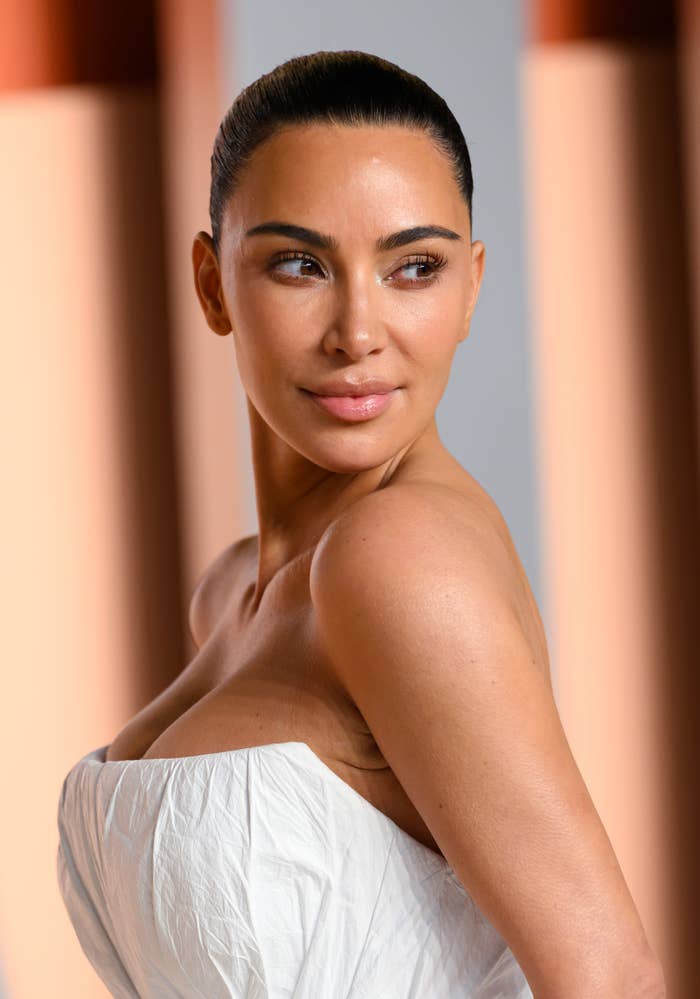 Close-up of Kim Kardashian at an event