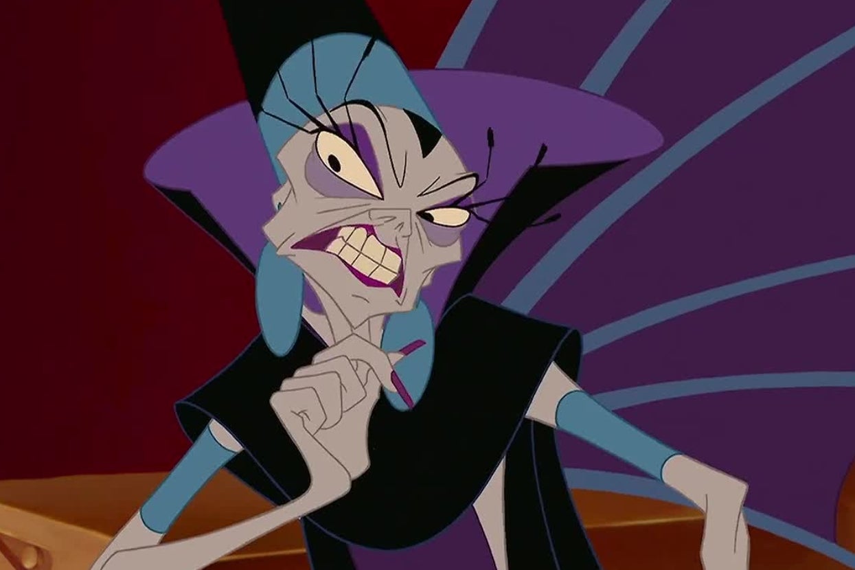 Yzma from "Emperor's New Groove" grinning off to the side