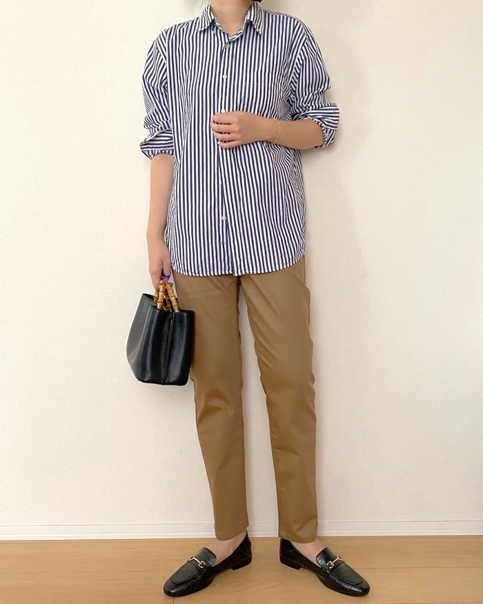 無印良品の「婦人 ストレッチチノ スリムテーパードパンツ 股下長め」