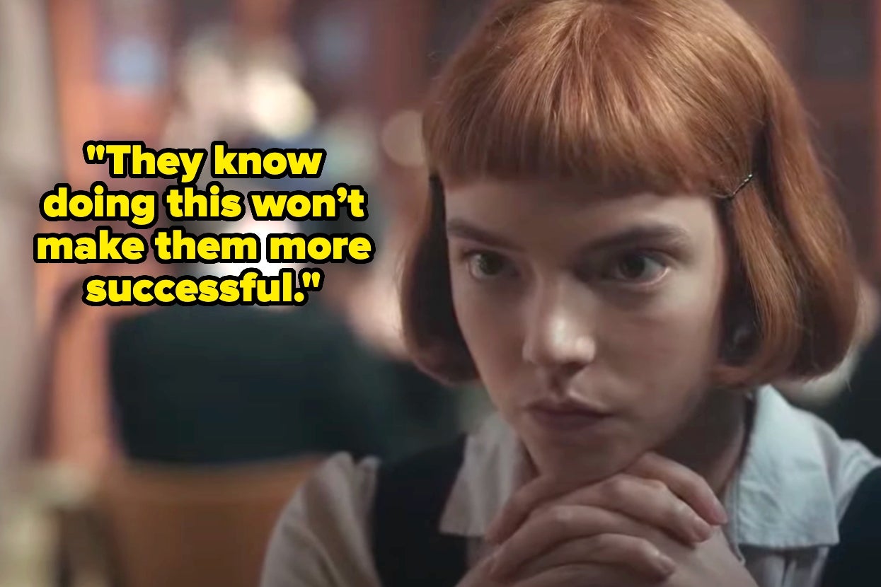 Person with short hair, wearing a collared top, looks focused. Text overlay says, "They know doing this won’t make them more successful."