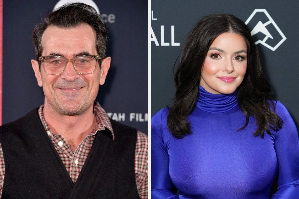 Split image of Ty Burrell and Ariel Winter at separate events