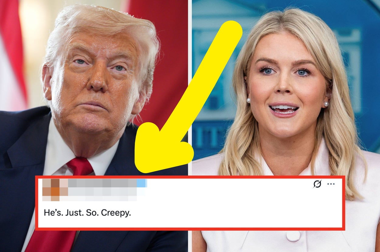A tweet reading "He's. Just. So. Creepy." is highlighted between images of two people in a news-related context