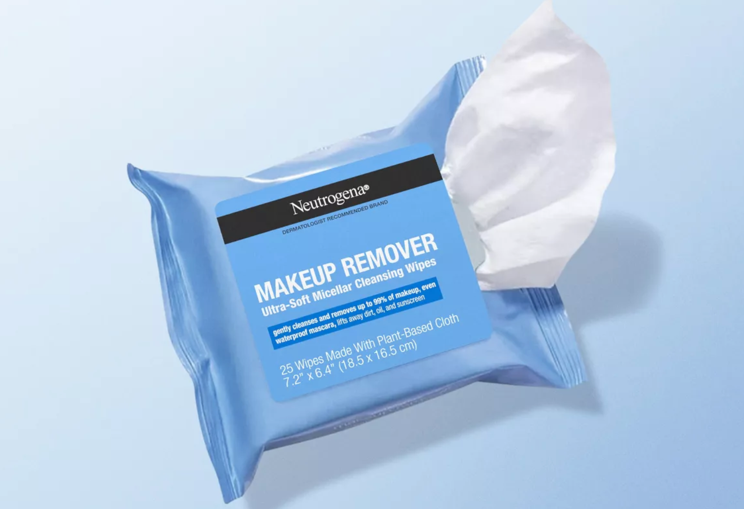 Paket Wipes Pembersih Rias Neutrogena Neutrogena dengan satu ditarik keluar sebagian