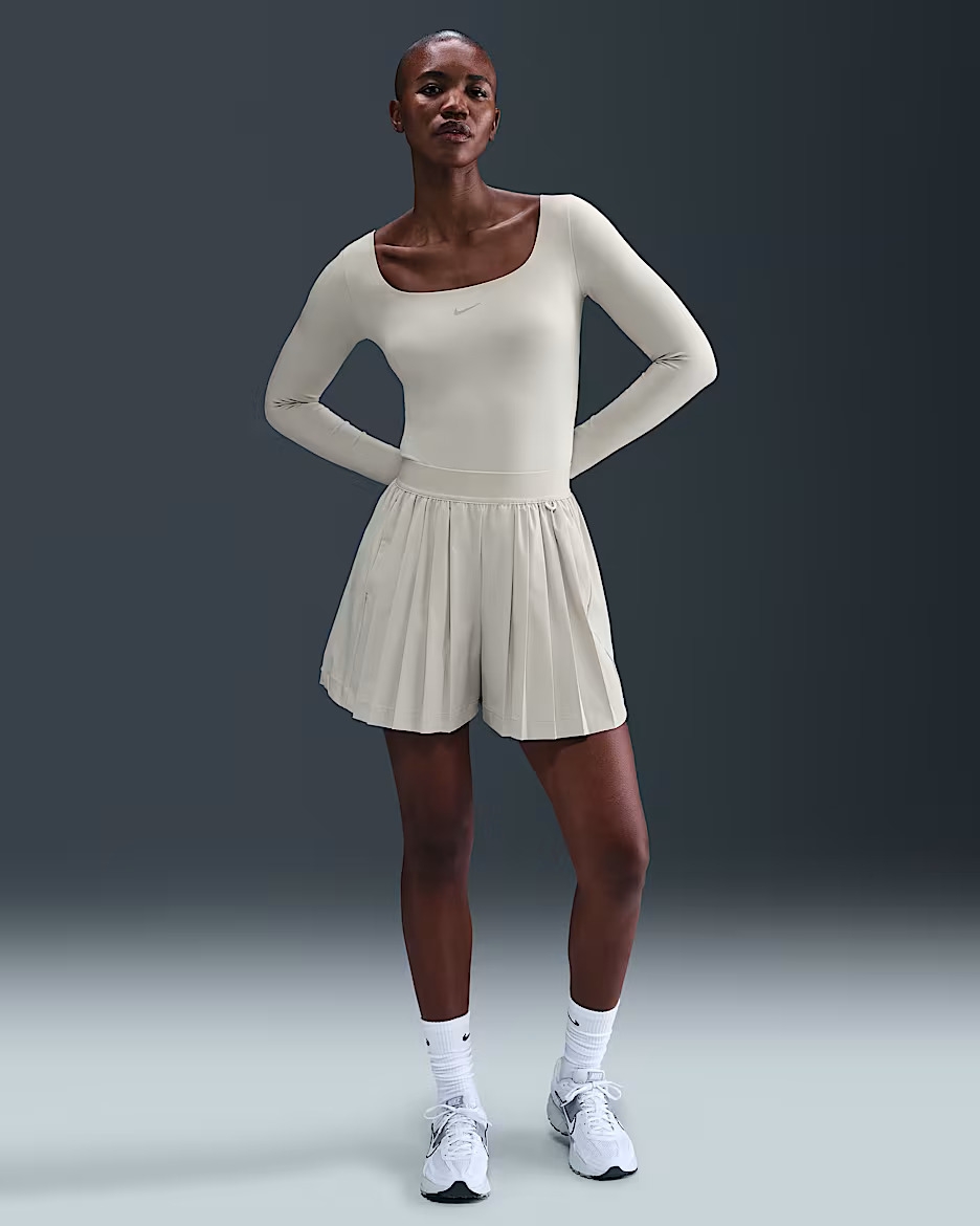 Model wearing the white skort