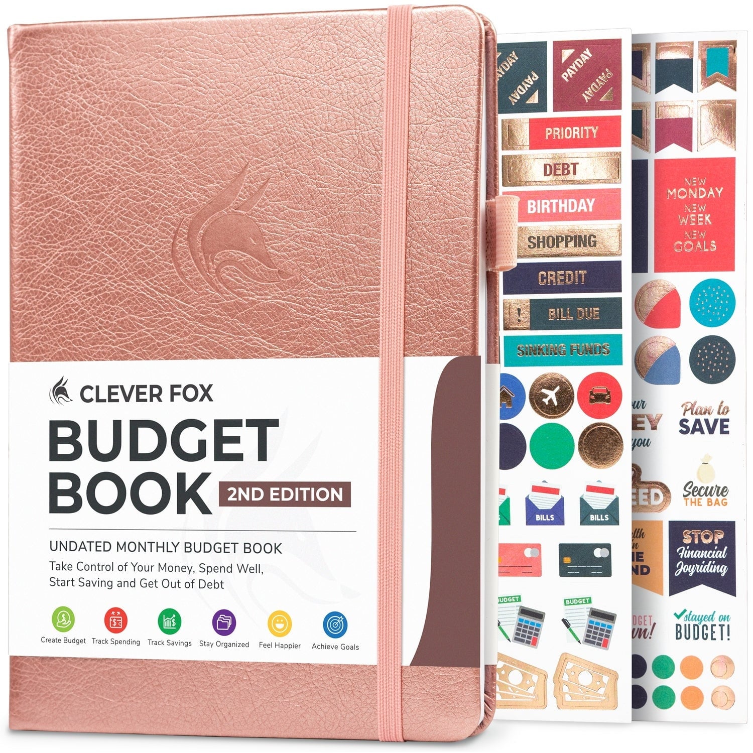 Clever Fox Budget Book, 2nd Edition, with stickers for fiscal  planning, organization, and goal-setting, perfect  for budgeting and saving