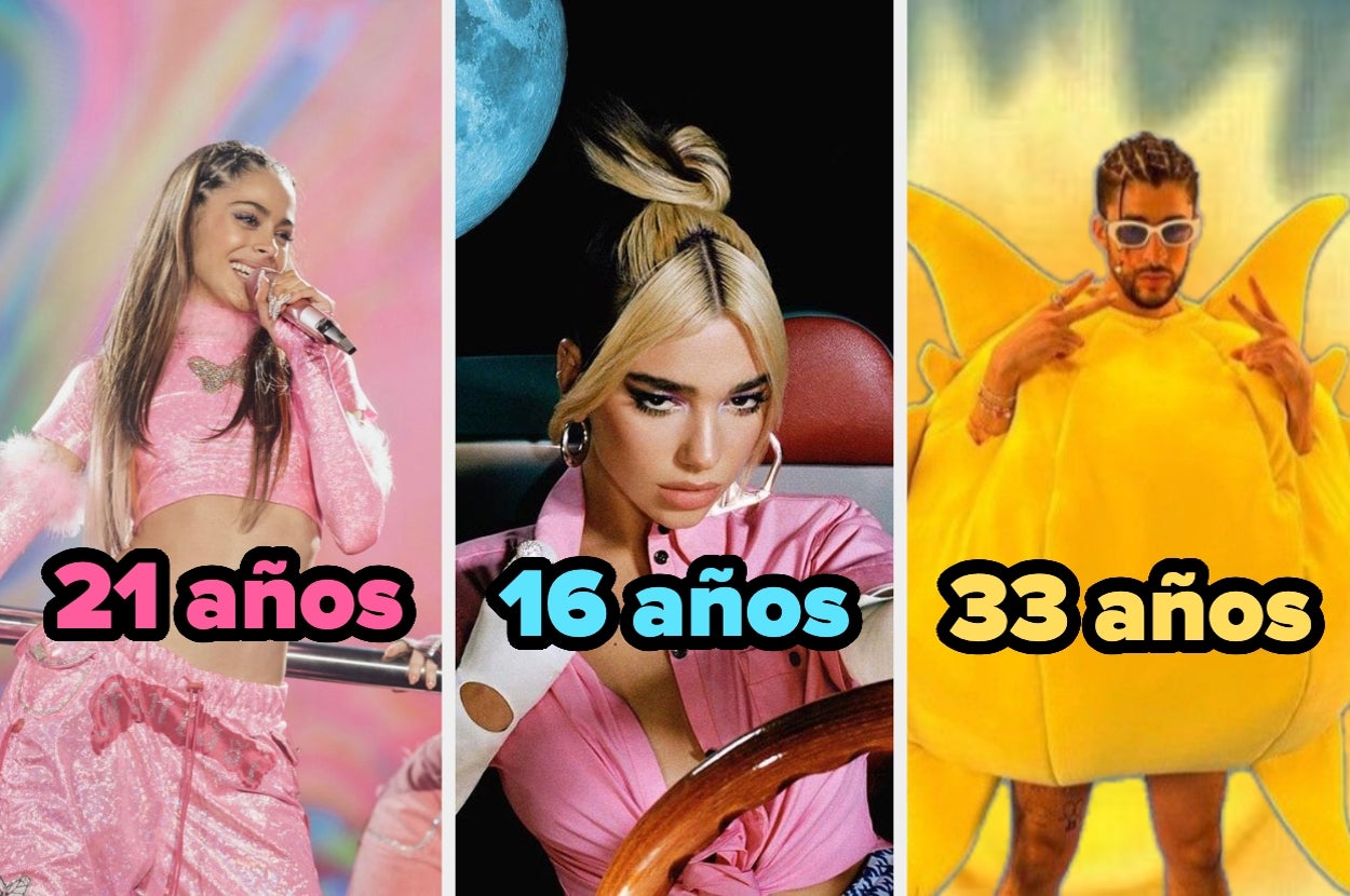 Tres personas con texto sobre sus edades: 21, 16 y 33 años. La imagen parece destacar la diferencia entre sus estilos o contextos